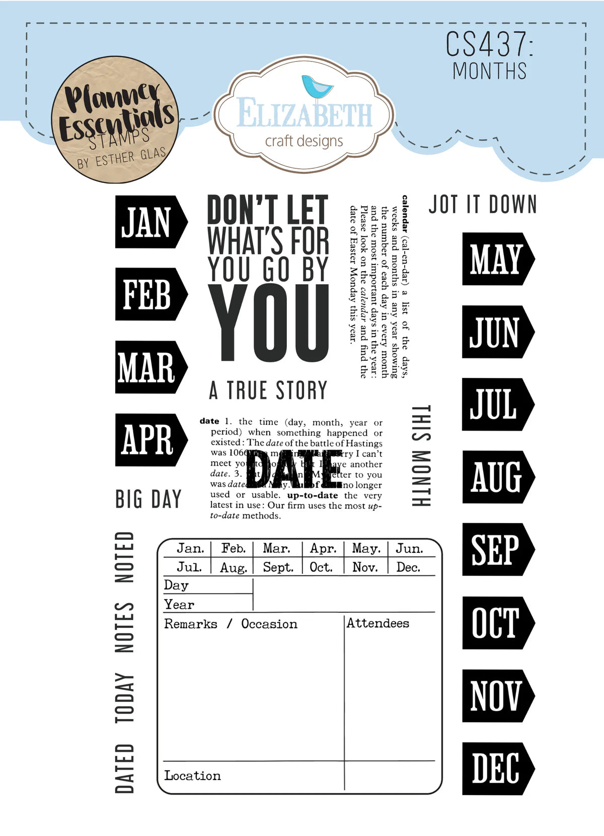 Elizabeth Craft Designs Months Stamp Set